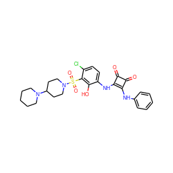 O=c1c(Nc2ccccc2)c(Nc2ccc(Cl)c(S(=O)(=O)N3CCC(N4CCCCC4)CC3)c2O)c1=O ZINC000101113453