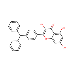 O=c1c(O)c(-c2ccc(C(c3ccccc3)c3ccccc3)cc2)oc2cc(O)cc(O)c12 ZINC000027860282