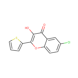 O=c1c(O)c(-c2cccs2)oc2ccc(Cl)cc12 ZINC000000139929