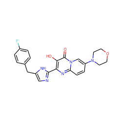 O=c1c(O)c(-c2ncc(Cc3ccc(F)cc3)[nH]2)nc2ccc(N3CCOCC3)cn12 ZINC000102410555