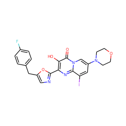 O=c1c(O)c(-c2ncc(Cc3ccc(F)cc3)o2)nc2c(I)cc(N3CCOCC3)cn12 ZINC000064540152