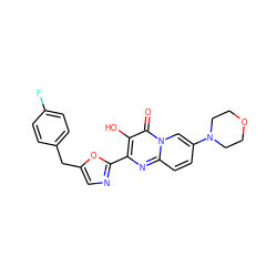 O=c1c(O)c(-c2ncc(Cc3ccc(F)cc3)o2)nc2ccc(N3CCOCC3)cn12 ZINC000064528141