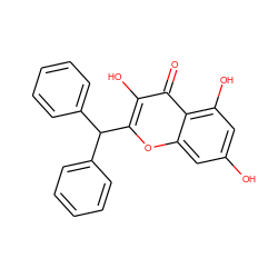 O=c1c(O)c(C(c2ccccc2)c2ccccc2)oc2cc(O)cc(O)c12 ZINC000072180990