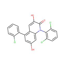 O=c1c(O)cc2c(-c3ccccc3Cl)cc(O)cc2n1-c1c(Cl)cccc1Cl ZINC000029125620