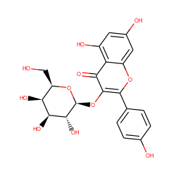 O=c1c(O[C@@H]2O[C@H](CO)[C@H](O)[C@H](O)[C@H]2O)c(-c2ccc(O)cc2)oc2cc(O)cc(O)c12 ZINC000004654800