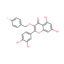 O=c1c(OCc2ccc(F)cc2)c(-c2ccc(O)c(O)c2)oc2cc(O)cc(O)c12 ZINC000169350440