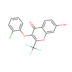 O=c1c(Oc2ccccc2Cl)c(C(F)(F)F)oc2cc(O)ccc12 ZINC000005636943