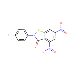 O=c1c2c([N+](=O)[O-])cc([N+](=O)[O-])cc2sn1-c1ccc(F)cc1 ZINC000004689445