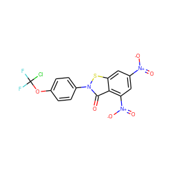 O=c1c2c([N+](=O)[O-])cc([N+](=O)[O-])cc2sn1-c1ccc(OC(F)(F)Cl)cc1 ZINC000003669516