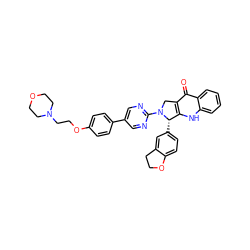 O=c1c2c([nH]c3ccccc13)[C@H](c1ccc3c(c1)CCO3)N(c1ncc(-c3ccc(OCCN4CCOCC4)cc3)cn1)C2 ZINC000027408637