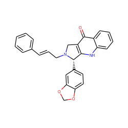 O=c1c2c([nH]c3ccccc13)[C@H](c1ccc3c(c1)OCO3)N(C/C=C/c1ccccc1)C2 ZINC000013559273