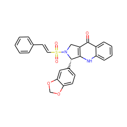 O=c1c2c([nH]c3ccccc13)[C@H](c1ccc3c(c1)OCO3)N(S(=O)(=O)/C=C/c1ccccc1)C2 ZINC000013559275