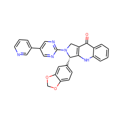 O=c1c2c([nH]c3ccccc13)[C@H](c1ccc3c(c1)OCO3)N(c1ncc(-c3cccnc3)cn1)C2 ZINC000013613018