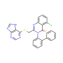 O=c1c2c(Cl)cccc2nc(CSc2ncnc3nc[nH]c23)n1-c1ccccc1-c1ccccc1 ZINC000022200144