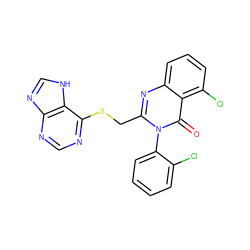 O=c1c2c(Cl)cccc2nc(CSc2ncnc3nc[nH]c23)n1-c1ccccc1Cl ZINC000034244003