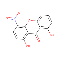 O=c1c2c(O)cccc2oc2c([N+](=O)[O-])ccc(O)c12 ZINC000012501685