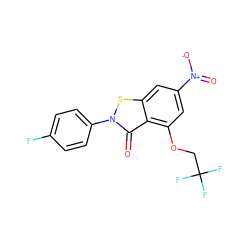 O=c1c2c(OCC(F)(F)F)cc([N+](=O)[O-])cc2sn1-c1ccc(F)cc1 ZINC000001430604