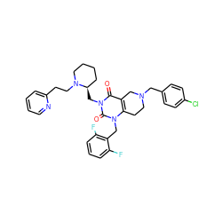 O=c1c2c(n(Cc3c(F)cccc3F)c(=O)n1C[C@@H]1CCCCN1CCc1ccccn1)CCN(Cc1ccc(Cl)cc1)C2 ZINC000028864207