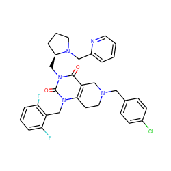 O=c1c2c(n(Cc3c(F)cccc3F)c(=O)n1C[C@H]1CCCN1Cc1ccccn1)CCN(Cc1ccc(Cl)cc1)C2 ZINC000028864264