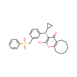 O=c1c2c(oc(O)c1[C@H](c1cccc(CS(=O)(=O)c3ccccc3)c1)C1CC1)CCCCCC2 ZINC000101267343