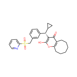 O=c1c2c(oc(O)c1[C@H](c1cccc(CS(=O)(=O)c3ccccn3)c1)C1CC1)CCCCCC2 ZINC000100044682