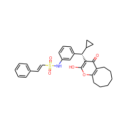 O=c1c2c(oc(O)c1[C@H](c1cccc(NS(=O)(=O)/C=C/c3ccccc3)c1)C1CC1)CCCCCC2 ZINC000101177272