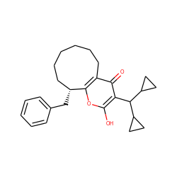 O=c1c2c(oc(O)c1C(C1CC1)C1CC1)[C@H](Cc1ccccc1)CCCCCC2 ZINC000100712875