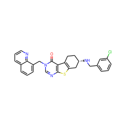 O=c1c2c3c(sc2ncn1Cc1cccc2cccnc12)C[C@@H](NCc1cccc(Cl)c1)CC3 ZINC001772640550