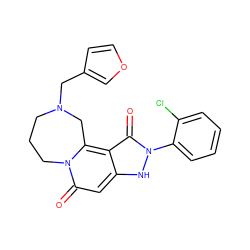 O=c1c2c3n(c(=O)cc2[nH]n1-c1ccccc1Cl)CCCN(Cc1ccoc1)C3 ZINC000073197942