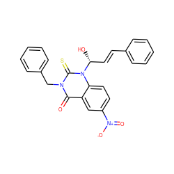 O=c1c2cc([N+](=O)[O-])ccc2n([C@H](O)/C=C/c2ccccc2)c(=S)n1Cc1ccccc1 ZINC000049112463