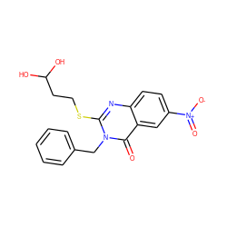 O=c1c2cc([N+](=O)[O-])ccc2nc(SCCC(O)O)n1Cc1ccccc1 ZINC000049126018