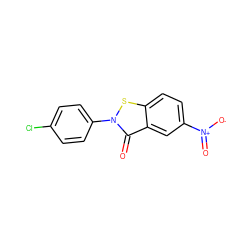 O=c1c2cc([N+](=O)[O-])ccc2sn1-c1ccc(Cl)cc1 ZINC000072176848