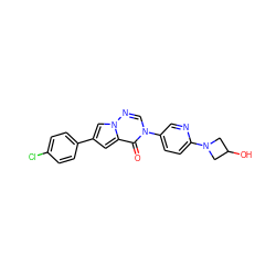 O=c1c2cc(-c3ccc(Cl)cc3)cn2ncn1-c1ccc(N2CC(O)C2)nc1 ZINC000118799693