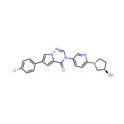 O=c1c2cc(-c3ccc(Cl)cc3)cn2ncn1-c1ccc(N2CC[C@@H](O)C2)nc1 ZINC000140581552