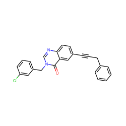 O=c1c2cc(C#CCc3ccccc3)ccc2ncn1Cc1cccc(Cl)c1 ZINC000029133182