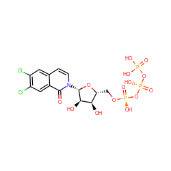 O=c1c2cc(Cl)c(Cl)cc2ccn1[C@@H]1O[C@H](CO[P@@](=O)(O)O[P@@](=O)(O)OP(=O)(O)O)[C@@H](O)[C@H]1O ZINC000044086911