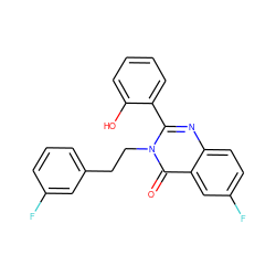 O=c1c2cc(F)ccc2nc(-c2ccccc2O)n1CCc1cccc(F)c1 ZINC000028345362