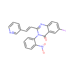 O=c1c2cc(I)ccc2nc(/C=C/c2cccnc2)n1-c1ccccc1[N+](=O)[O-] ZINC000008741353