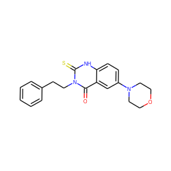 O=c1c2cc(N3CCOCC3)ccc2[nH]c(=S)n1CCc1ccccc1 ZINC000002975990