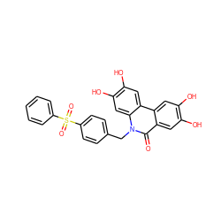 O=c1c2cc(O)c(O)cc2c2cc(O)c(O)cc2n1Cc1ccc(S(=O)(=O)c2ccccc2)cc1 ZINC000013737755