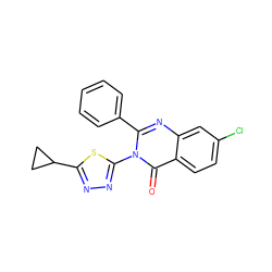 O=c1c2ccc(Cl)cc2nc(-c2ccccc2)n1-c1nnc(C2CC2)s1 ZINC001772580665