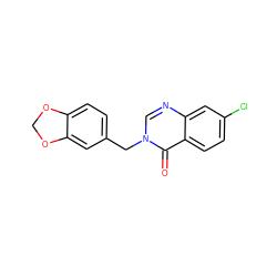 O=c1c2ccc(Cl)cc2ncn1Cc1ccc2c(c1)OCO2 ZINC000012360746