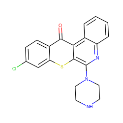 O=c1c2ccc(Cl)cc2sc2c(N3CCNCC3)nc3ccccc3c12 ZINC000473166245