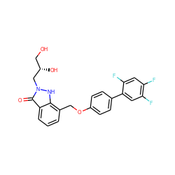 O=c1c2cccc(COc3ccc(-c4cc(F)c(F)cc4F)cc3)c2[nH]n1C[C@@H](O)CO ZINC000096269815