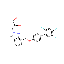 O=c1c2cccc(COc3ccc(-c4cc(F)c(F)cc4F)cc3)c2[nH]n1C[C@H](O)CO ZINC000096269819