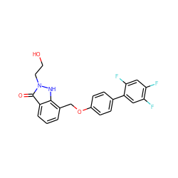 O=c1c2cccc(COc3ccc(-c4cc(F)c(F)cc4F)cc3)c2[nH]n1CCO ZINC000096269820