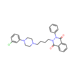 O=c1c2ccccc2c(=O)n(-c2ccccc2)n1CCCCN1CCN(c2cccc(Cl)c2)CC1 ZINC000013839379