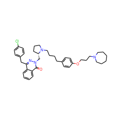 O=c1c2ccccc2c(Cc2ccc(Cl)cc2)nn1C[C@@H]1CCCN1CCCCc1ccc(OCCCN2CCCCCC2)cc1 ZINC000071316175