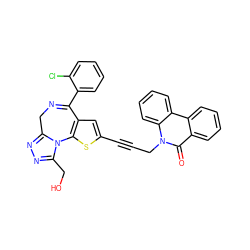 O=c1c2ccccc2c2ccccc2n1CC#Cc1cc2c(s1)-n1c(CO)nnc1CN=C2c1ccccc1Cl ZINC000028226459