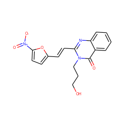 O=c1c2ccccc2nc(/C=C/c2ccc([N+](=O)[O-])o2)n1CCCO ZINC000004350448